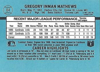 Greg Mathews  baseball card collectible - Main Image 2