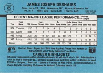 Jim Deshaies  baseball card collectible - Main Image 2
