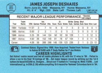 Jim Deshaies  baseball card collectible - Main Image 2