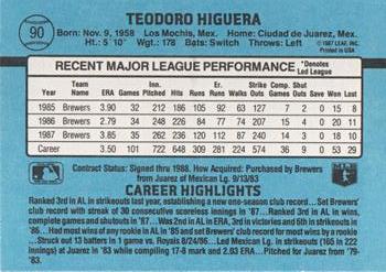 Ted Higuera  baseball card collectible - Main Image 2