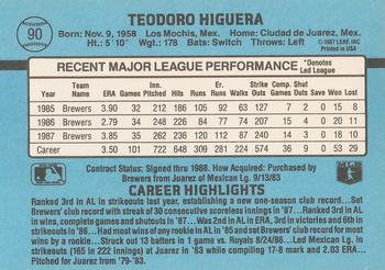 Ted Higuera  baseball card collectible - Main Image 2