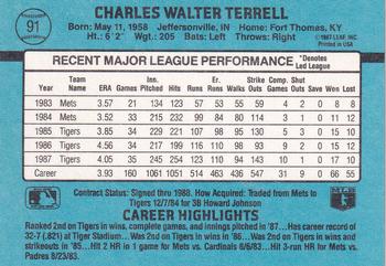 Walt Terrell  baseball card collectible - Main Image 2