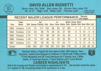 Dave Righetti  baseball card collectible - Main Image 2