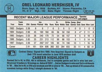 Orel Hershiser  baseball card collectible - Main Image 2