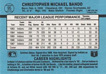 Chris Bando  baseball card collectible - Main Image 2