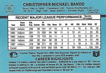 Chris Bando  baseball card collectible - Main Image 2