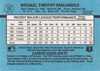 Mike Pagliarulo  baseball card collectible - Main Image 2