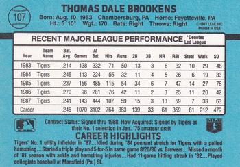 Tom Brookens  baseball card collectible - Main Image 2