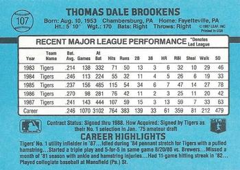 Tom Brookens  baseball card collectible - Main Image 2