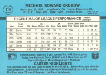 Mike Krukow  baseball card collectible - Main Image 2