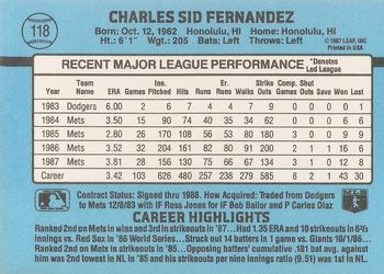 Sid Fernandez  baseball card collectible - Main Image 2
