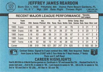 Jeff Reardon  baseball card collectible - Main Image 2