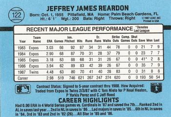 Jeff Reardon  baseball card collectible - Main Image 2