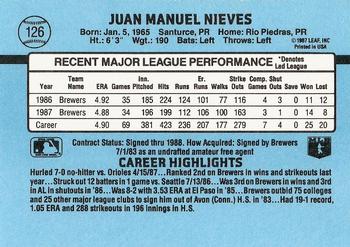 Juan Nieves  baseball card collectible - Main Image 2