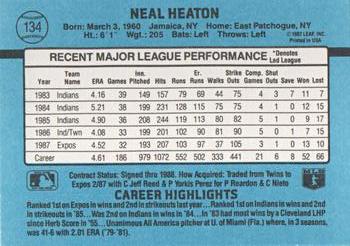 Neal Heaton  baseball card collectible - Main Image 2