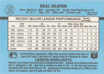 Neal Heaton  baseball card collectible - Main Image 2