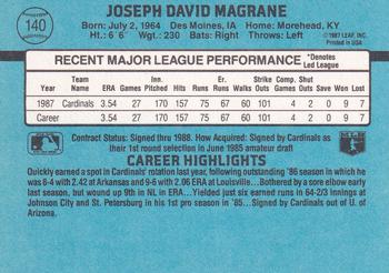 Joe Magrane  baseball card collectible - Main Image 2