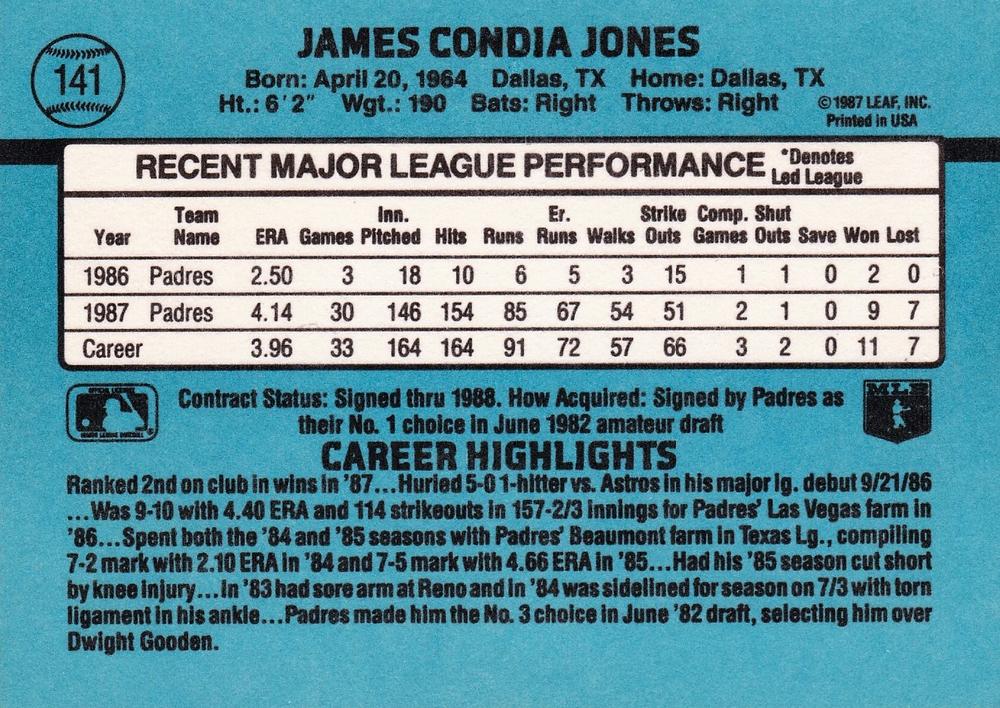 Jimmy Jones  baseball card collectible - Main Image 2