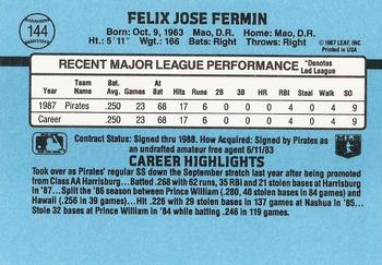 Felix Fermin  baseball card collectible - Main Image 2