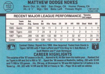 Matt Nokes  baseball card collectible - Main Image 2