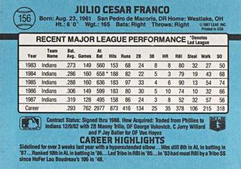 Julio Franco  baseball card collectible - Main Image 2