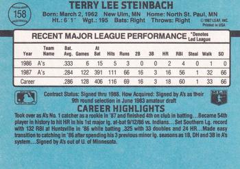 Terry Steinbach  baseball card collectible - Main Image 2