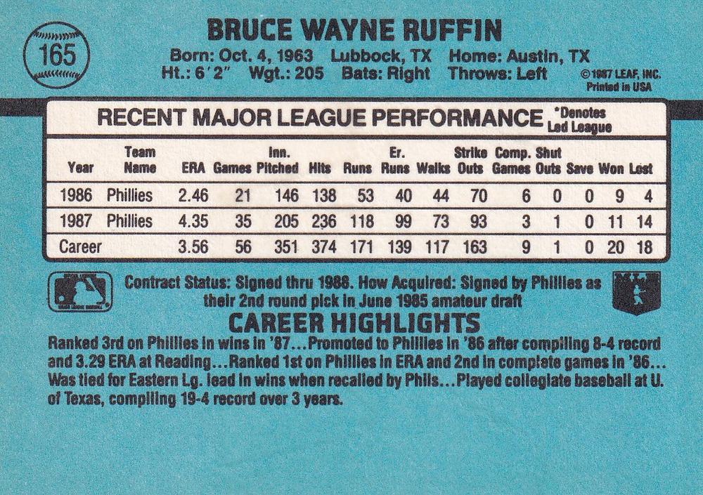 Bruce Ruffin  baseball card collectible - Main Image 2