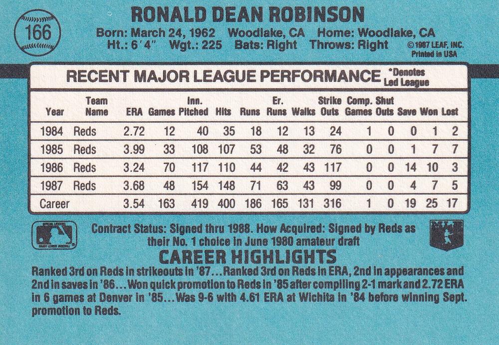 Ron Robinson  baseball card collectible - Main Image 2