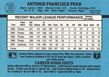 Tony Pena  baseball card collectible - Main Image 2