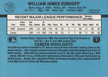 B.J. Surhoff  baseball card collectible - Main Image 2