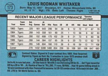 Lou Whitaker  baseball card collectible - Main Image 2