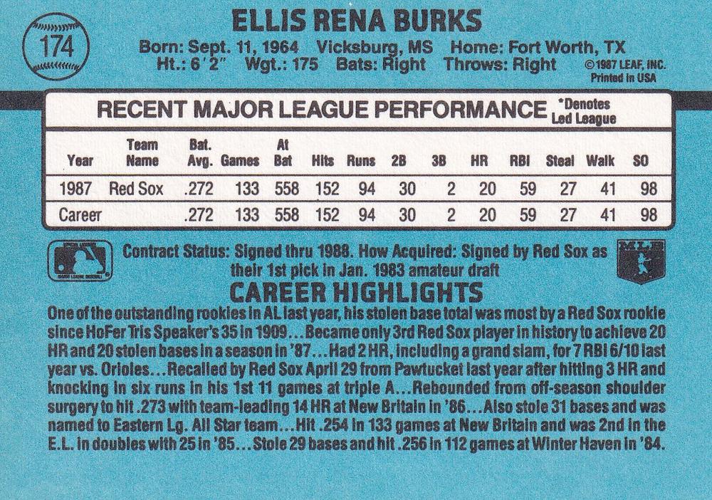 Ellis Burks  baseball card collectible - Main Image 2