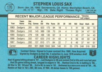 Steve Sax  baseball card collectible - Main Image 2