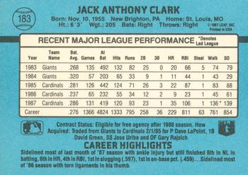 Jack Clark  baseball card collectible - Main Image 2