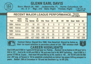 Glenn Davis  baseball card collectible - Main Image 2