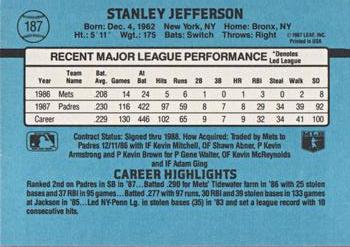 Stan Jefferson  baseball card collectible - Main Image 2