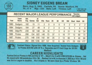 Sid Bream  baseball card collectible - Main Image 2