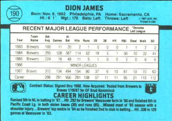Dion James  baseball card collectible - Main Image 2