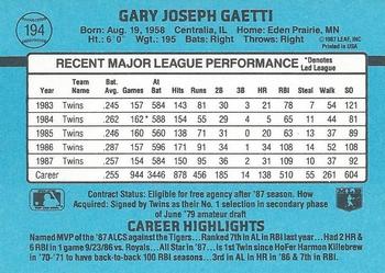 Gary Gaetti  baseball card collectible - Main Image 2
