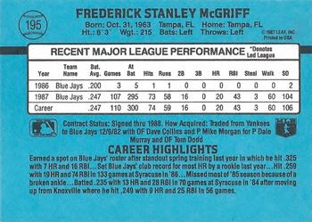Fred McGriff  baseball card collectible - Main Image 2