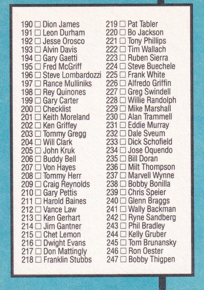 Checklist: 138-247  baseball card collectible - Main Image 2