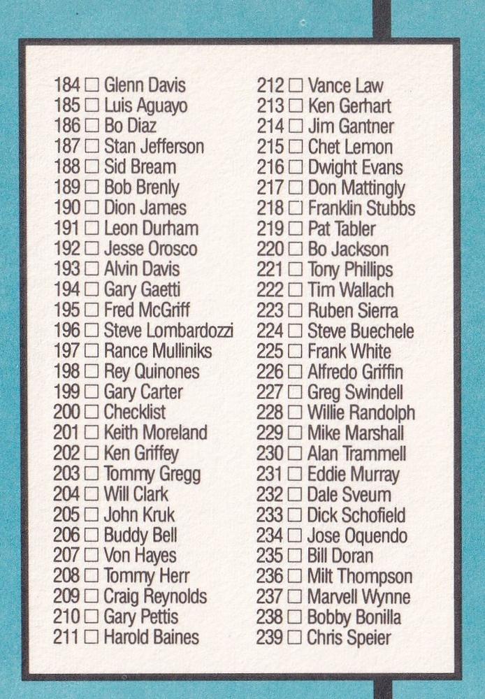 Checklist: 134-239  baseball card collectible - Main Image 2