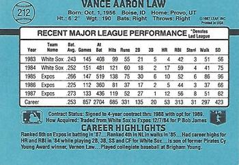 Vance Law  baseball card collectible - Main Image 2