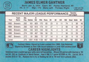 Jim Gantner  baseball card collectible - Main Image 2