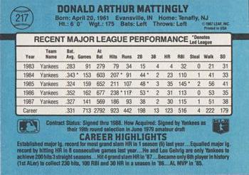 Don Mattingly  baseball card collectible - Main Image 2