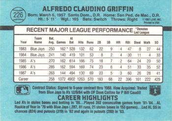 Alfredo Griffin  baseball card collectible - Main Image 2