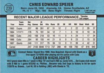 Chris Speier  baseball card collectible - Main Image 2