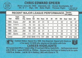 Chris Speier  baseball card collectible - Main Image 2
