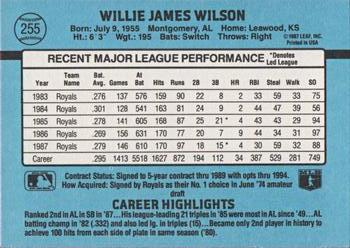 Willie Wilson  baseball card collectible - Main Image 2