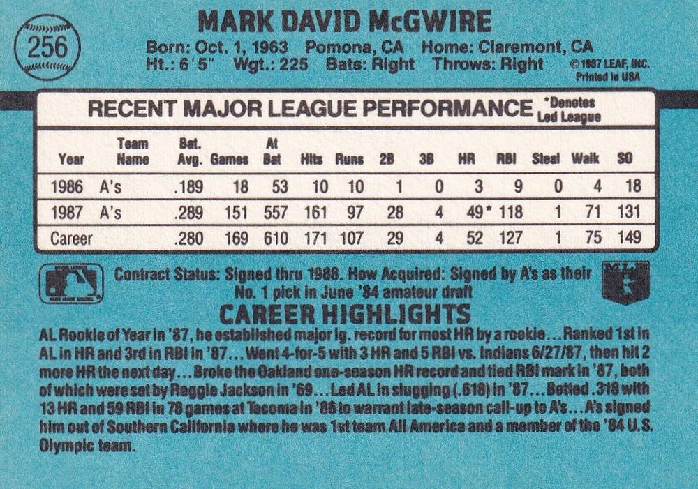 Mark McGwire  baseball card collectible - Main Image 2